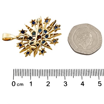 9ct Gold Sapphire/Pearl with Pendant Bale Brooch